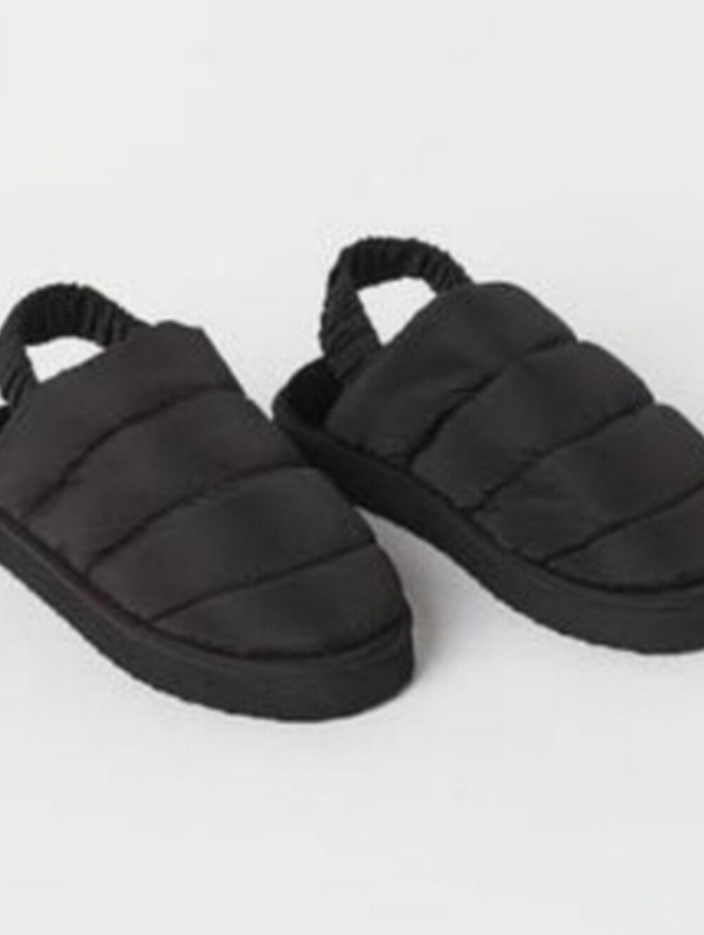 H&M Black Quilted Padded Backstrap Slippers Sz 11